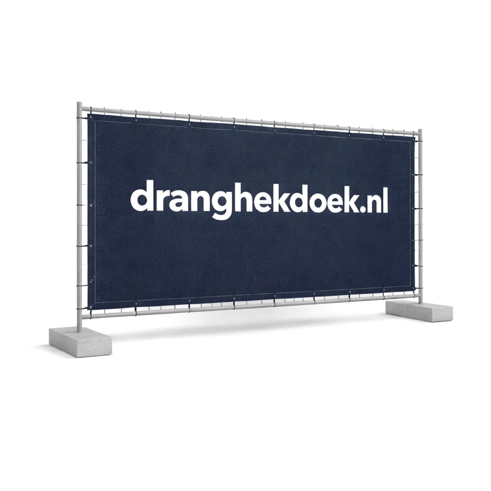 Bedrukt bouwhekdoek van Dranghekdoek.nl op een bouwhek