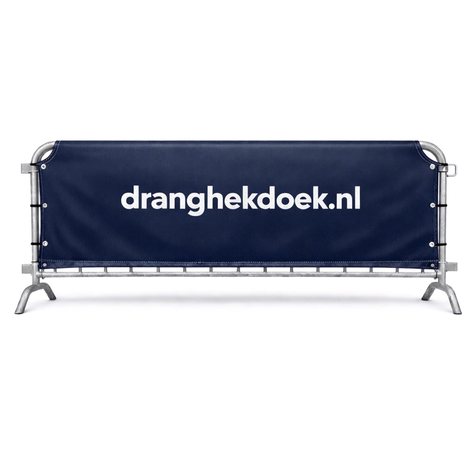 Bedrukt dranghekdoek met het logo van Dranghekdoek.nl op een dranghek