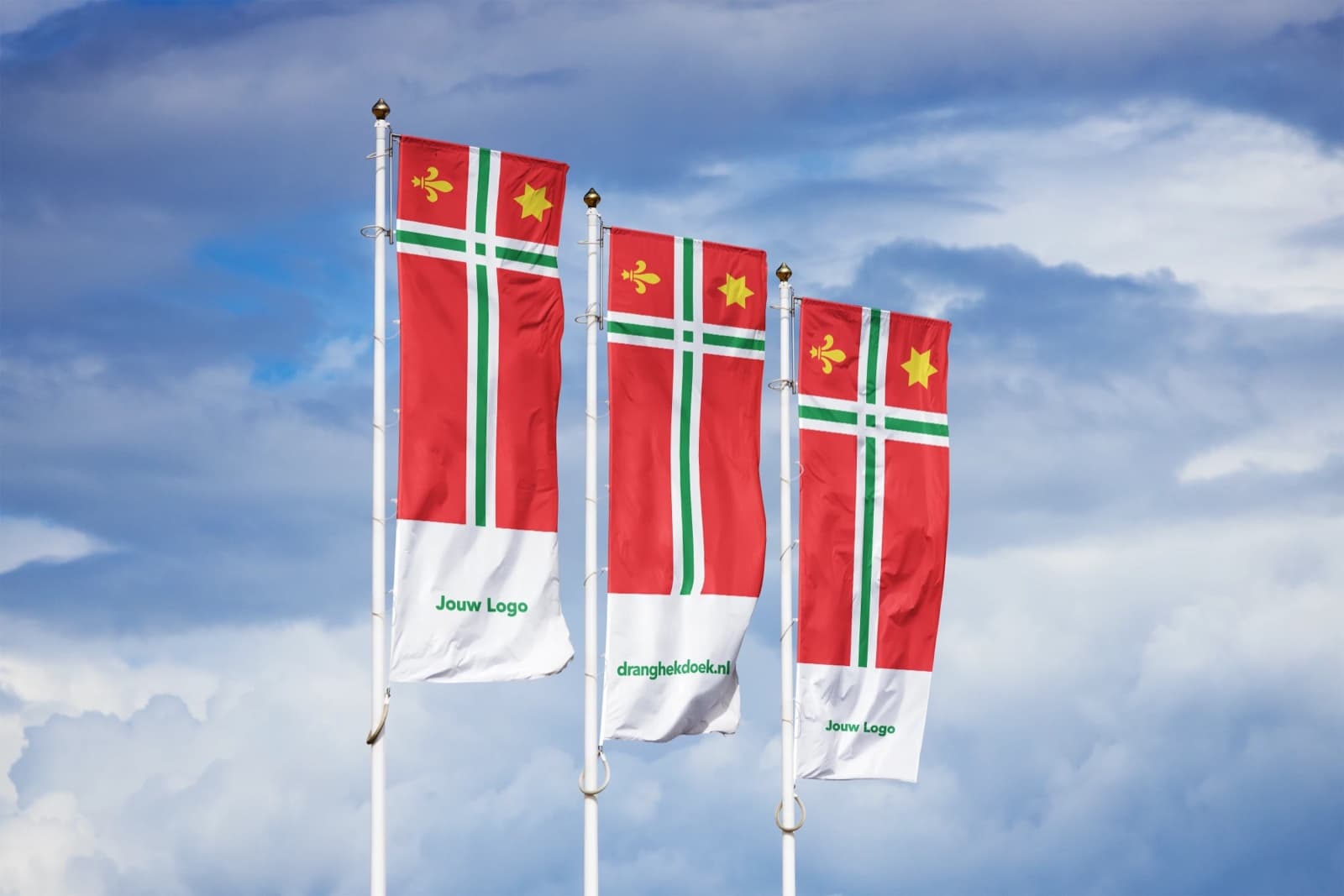 Dorpsvlag Buitenpost als baniervlag met ruimte voor een bedrijfslogo