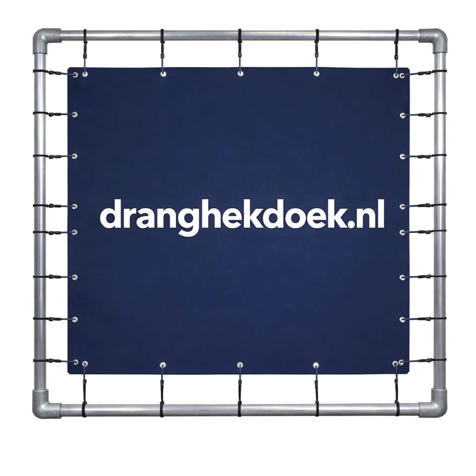 Spandoek van Dranghekdoek.nl in een frame