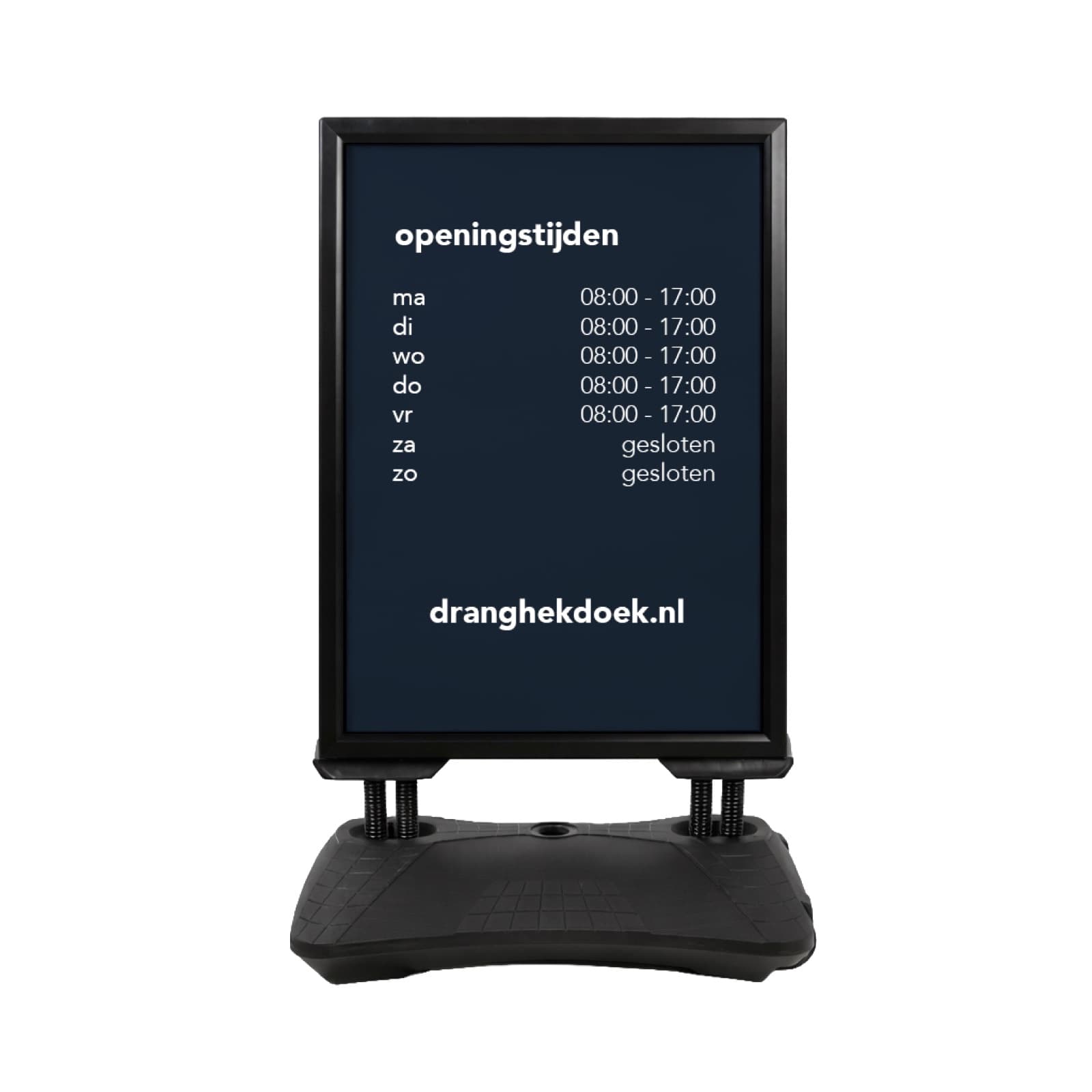 Premium stoepbord met poster van Dranghekdoek.nl